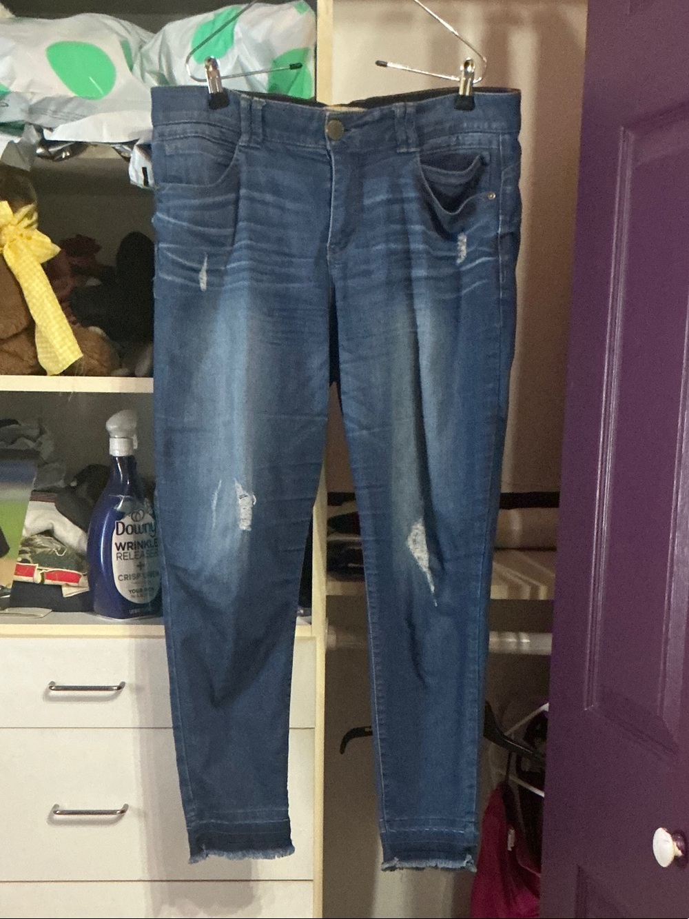 Democracy Women’s Skinny Distressed Jeans in Blue Wash